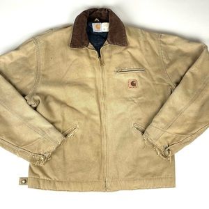 Carhartt Vintage 80s Work Jacket Sz Large Lined Workwear Tan Canvas
